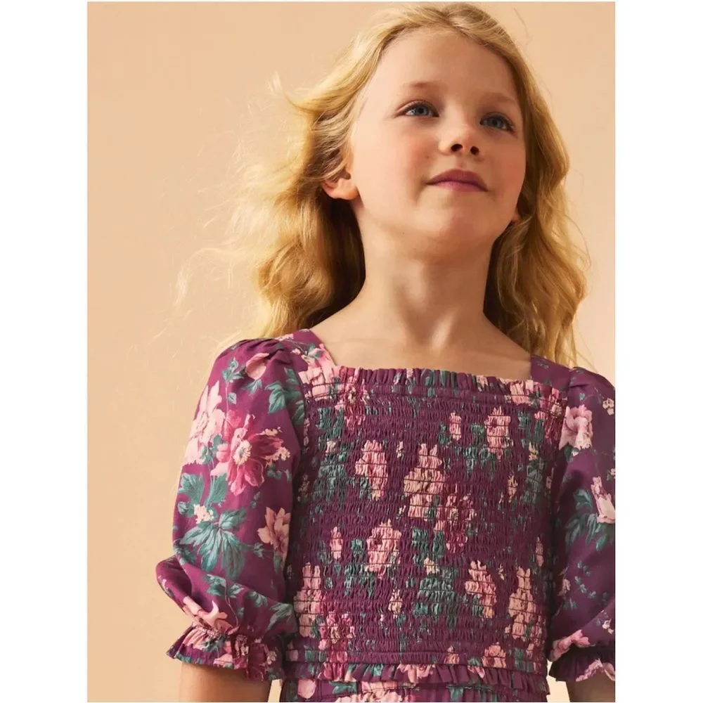 Laura Ashley Berry Pink Peony Garden‎ Smocked Top And Skirt Set New!